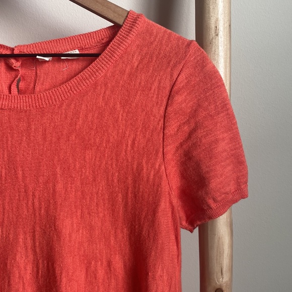 Anthropologie Moth Orange Button Back Knit Top - Picture 3 of 7